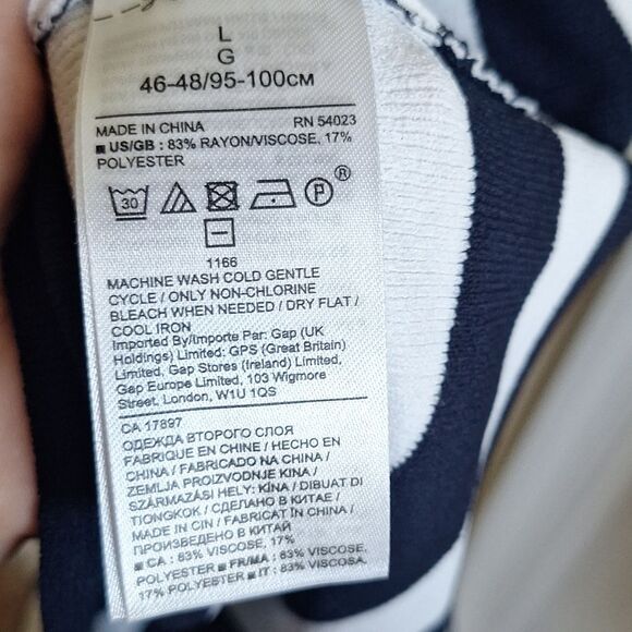 $89 Banana Republic Navy and White Striped Long Sleeve Dress Size Large - Picture 6 of 6